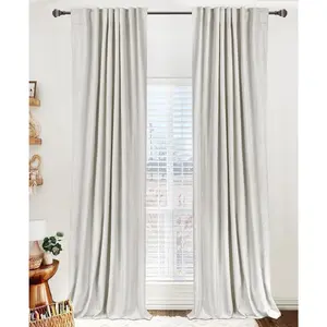 blackout protection linen blackout curtains for bedroom, 84 inches long with back panel/pole bag, living room curtains, insulated blackout curtains, two panels, 50 inches wide x 84 inches long, beige