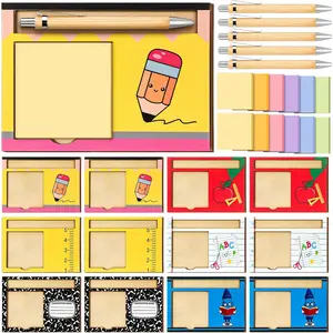 36 count Teacher Appreciation Gifts Set  Sticky Note Pad Holder with Sticky Notes  Pens Pencil  Crayon Ruler Composition Notebook Design for Teacher Student Classroom Supplies