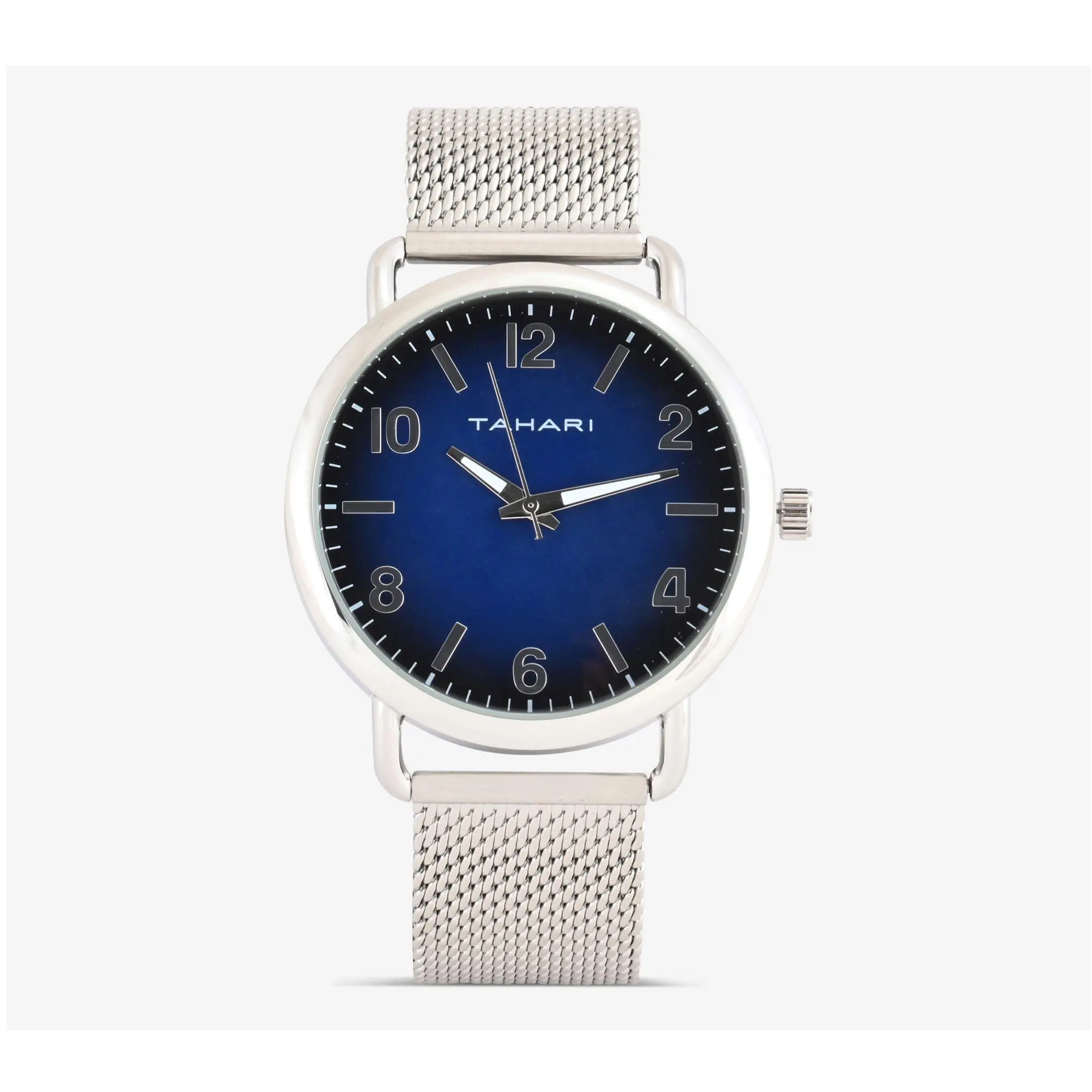 Tahari Men's Stainless Steel Blue Dial Mesh Strap Watch