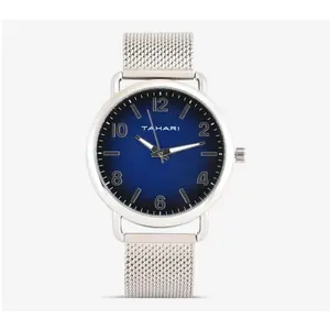 Tahari Men's Stainless Steel Blue Dial Mesh Strap Watch