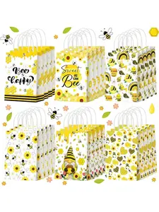 24/12/6pcs Spring Party Birthday Gift Bags, Spring Bee and Daisy Themed Gift Bags, Party Favor Packs, Suitable for Birthdays, Weddings, Spring and Summer Activities, Christmas and Various Event Scenarios, Wedding Party Packaging