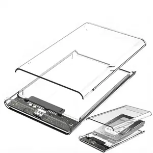 High Speed Transparent 2.5-Inch External Hard Drive Enclosure, SATA to USB 3.0 Tool-Free Portable Case Compatible with 7mm/9.5mm SSD HDD for Mobile Data Storage