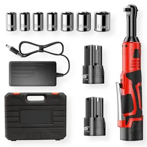 18V Electric Wrench Tool, 1 Set Wireless Electric Wrench with 2.0Ah Battery & Accessories, Multifunctional 90° Adjustable Head Wrench for Car Repair & DIY