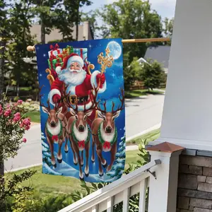 Santa Claus Pattern Garden Flag, 1 Count Double Sided Outdoor Christmas Decoration Flag without Flagpole, Decoration for Garden Patio Lawn Yard