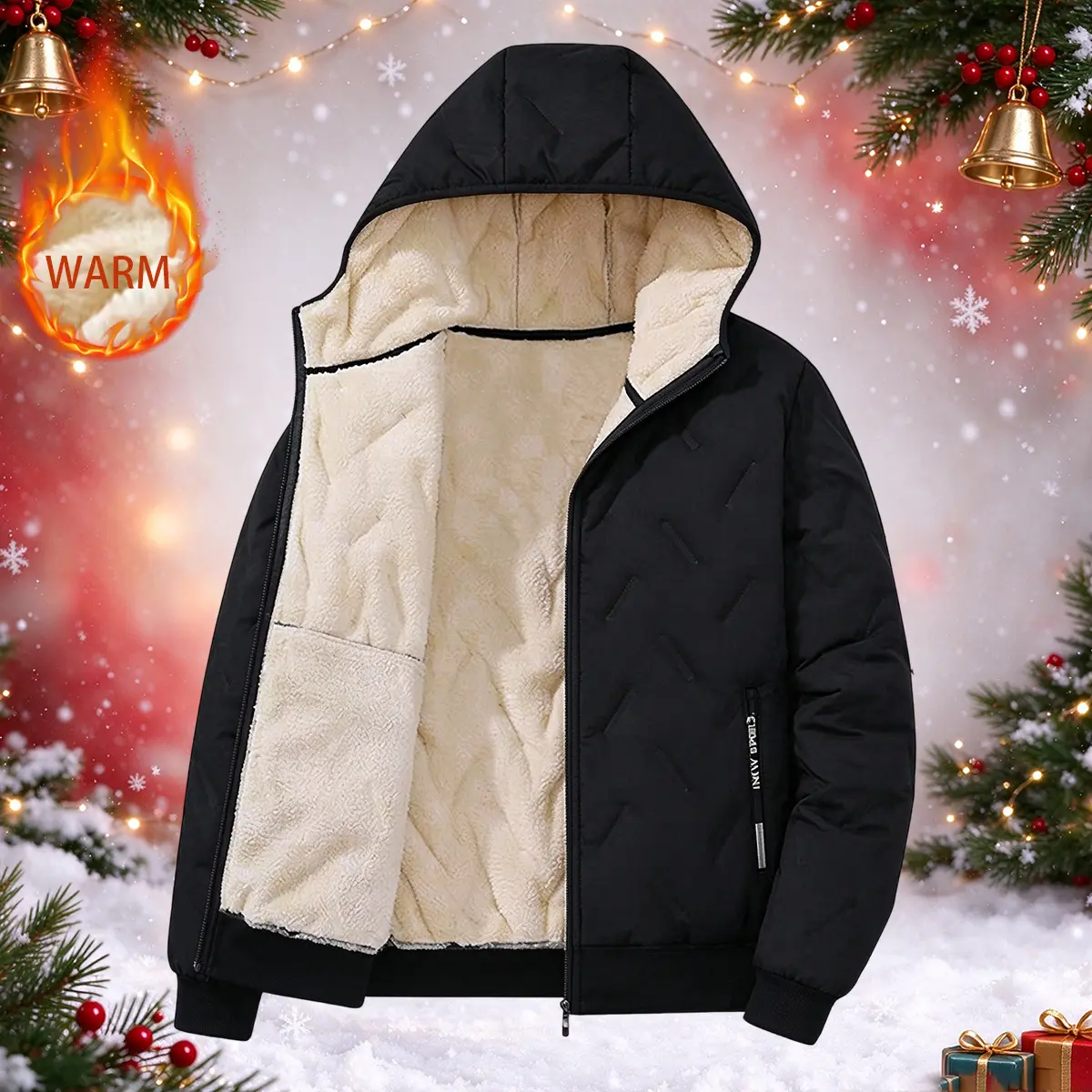 Men’s Fall/Winter Outdoor Sports Casual Hooded Jacket – With Pockets, Zipper, Hood Design, Cycling, Hiking, Skiing – Men’s Winter Jacket