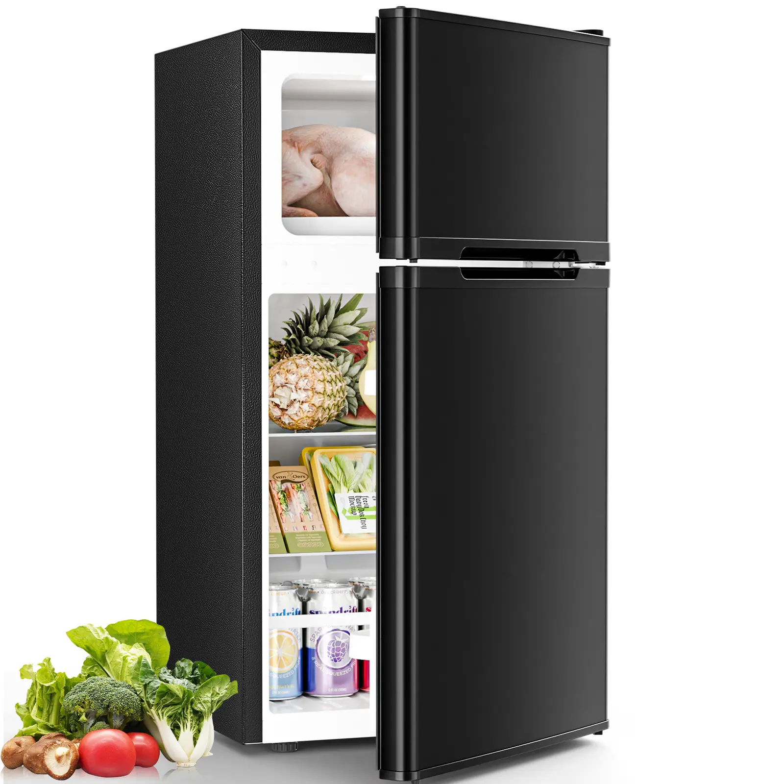 Antarctic Star Compact Refrigerator 2.45 cu.ft, Mini Fridge with Freezer for Bedroom Office, Adjustable Mechanical Thermostat, 32.48 Inch Tall Dorm Refrigerator for Home, Upper Freezer & Lower Refrigerator summerwins