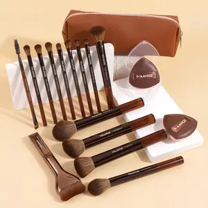 Maange 17-Piece Makeup Tool Set, Includes 14 Brushes, 2 Puffies, Brush Bag, Foundation, Blush, Powder, Eyeshadow, Mascara, Highlighter Brushes, Makeup Blending Brush