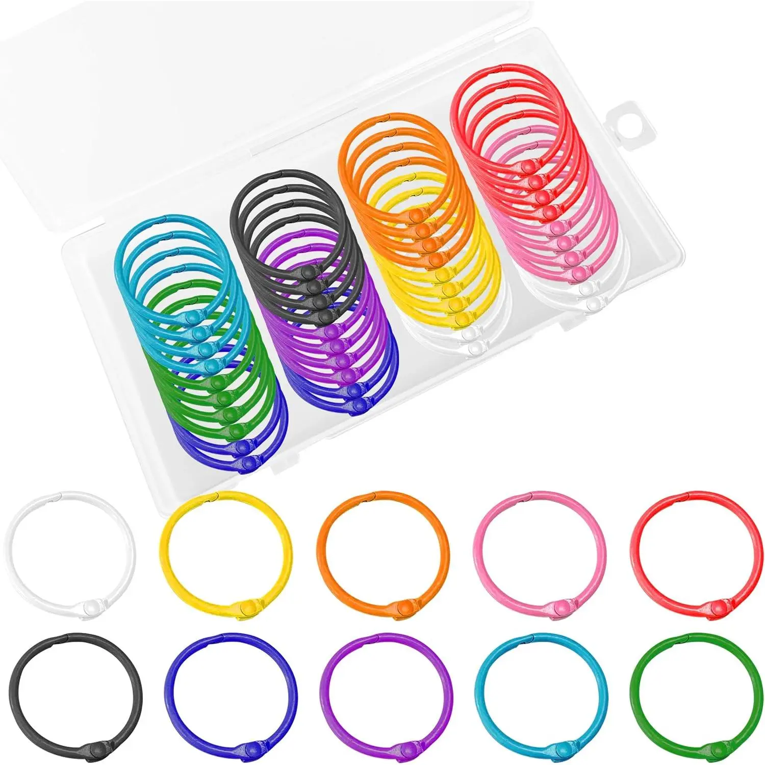 Keychains or Key Rings, 1 1/5" Loose Leaf Binder Rings for Key Chains, Open Card Rings, Clip Rings for Book Rings, School,  or Office (50Pack)