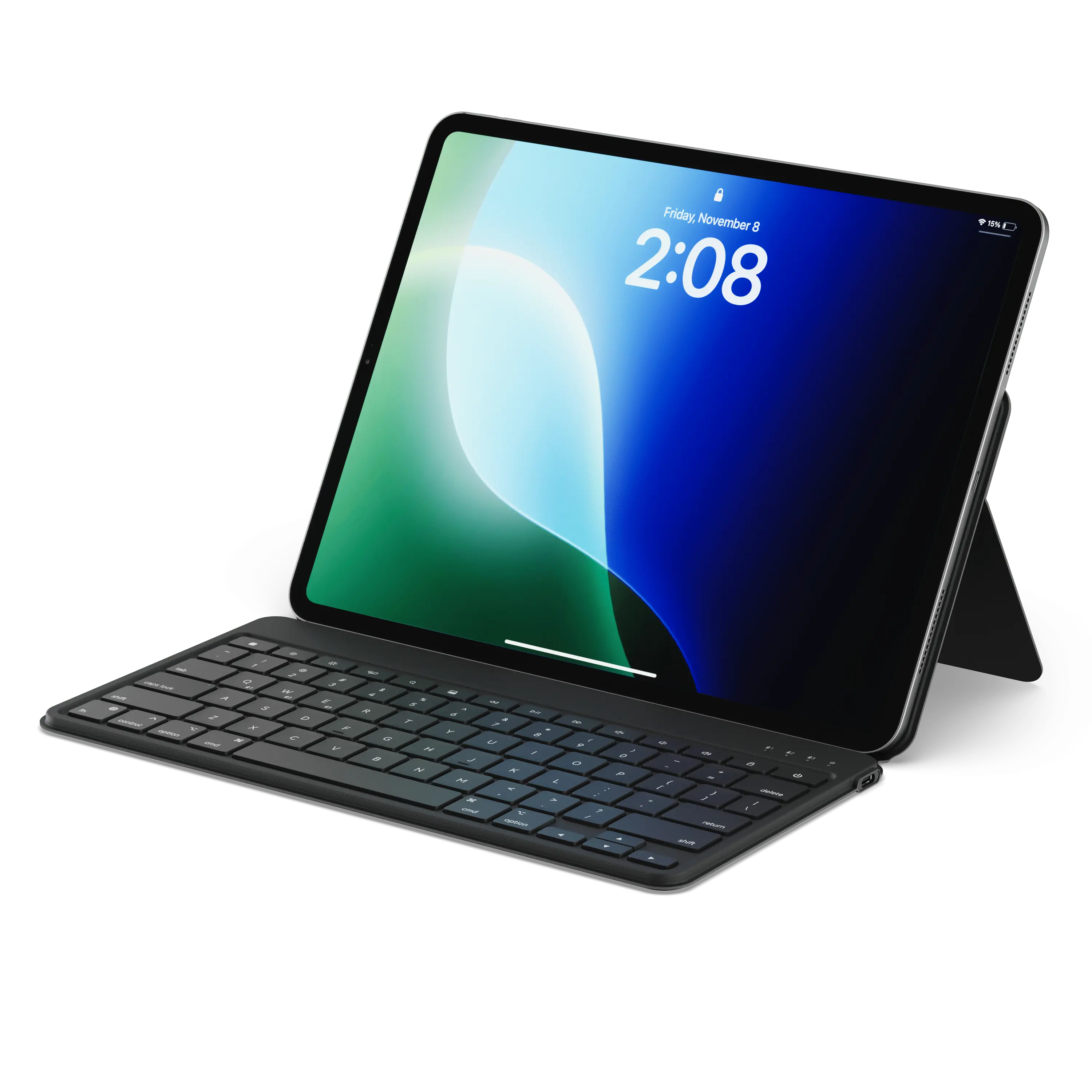 Satechi OntheGo Bluetooth Keyboard with Adjustable Stand - 3-Device, USB-C Rechargeable, Scissor Keys, Portable Foldable