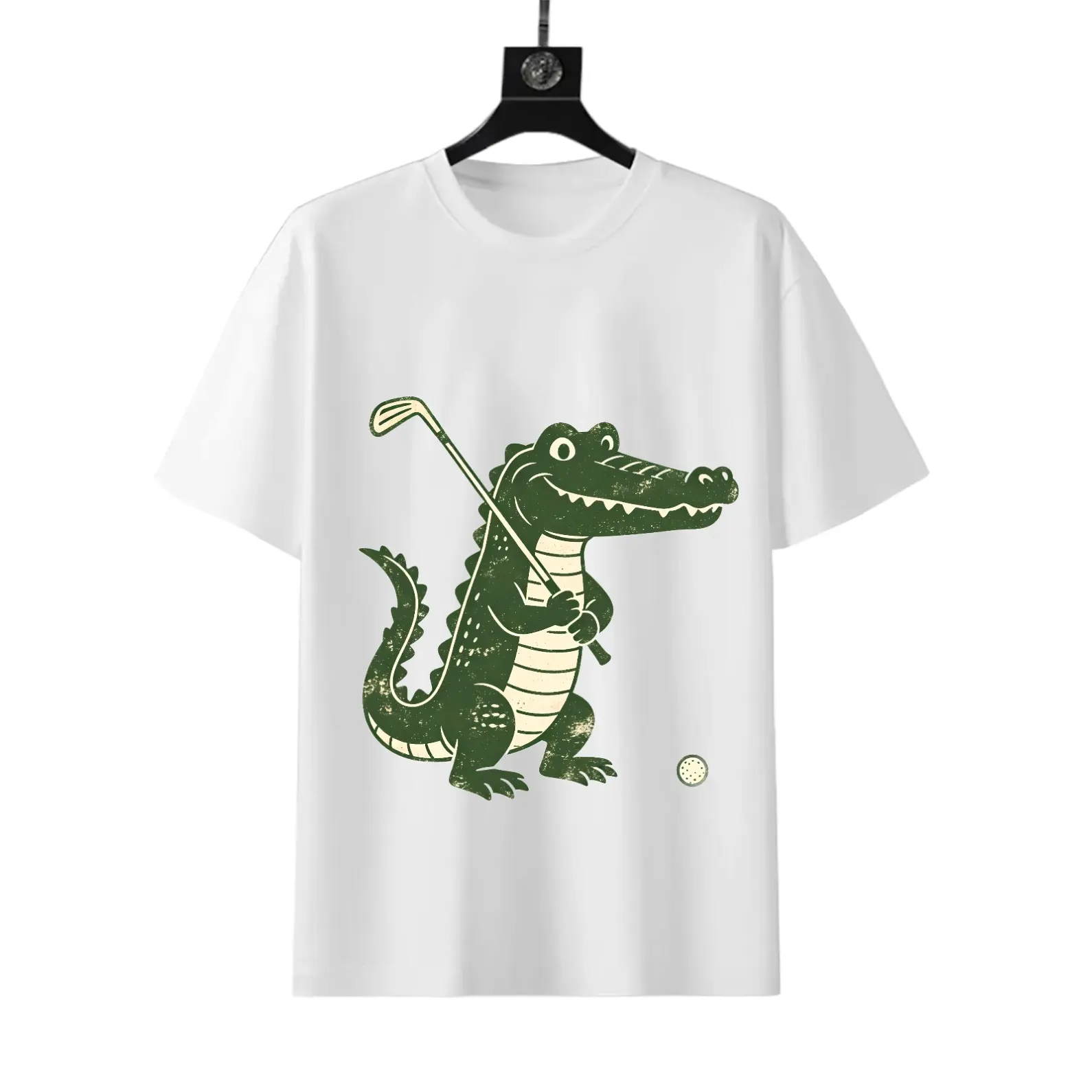 Unisex Short-Sleeve T-Shirt with a Crocodile Playing Golf Design