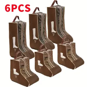 4/6 Pairs of Dustproof and Moisture-proof Shoe Bags - Suitable for storing long boots, short boots, and high heels.  Ideal for home and travel use, features a zipper closure and lightweight material, perfect for frequent travelers. Shoes Bag