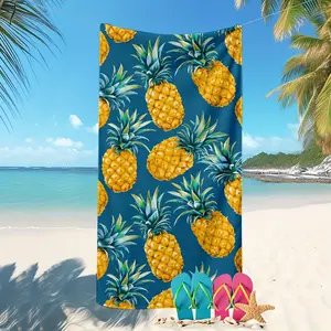Lightweight & Soft Pineapple Print Beach Towel - Quick-Dry, Sand-Free Polyester Blanket for Summer Fun