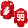 Men's Canada #99 Gretzky Red Polyester Ice Hockey Jersey - Breathable Round Neck, Quick Dry, Twist Design, Men's Clothing, S-3XL Sizes, Holiday Christmas Eve Gifts, for Professional Sports & Outdoor Use