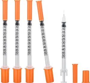 U-100 0.5cc Syringe 31g 1/4in (6mm), Disposable Lab Syringes 100 Pcs Individually Packaged