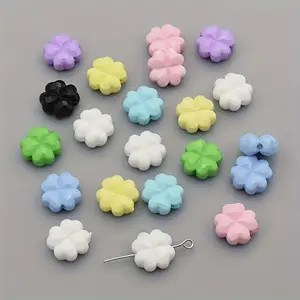 100/200pcs Mixed-Color Acrylic Four-Leaf Clover Beads - Vibrant Pastel & Neon Colors, Durable Craft Beads for DIY Jewelry Making, Bracelets, Necklaces, Earrings, Keychains - St, Patrick'S Day & Irish Themed Craft Supplies, Beads for Jewelry Maki