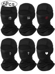 6-Pack Printed Multifunctional Balaclava Headgear, High Elasticity, Windproof, Warm, UV Protection, Ideal for Skiing, Motorbike, Hiking, Cycling, Fishing
