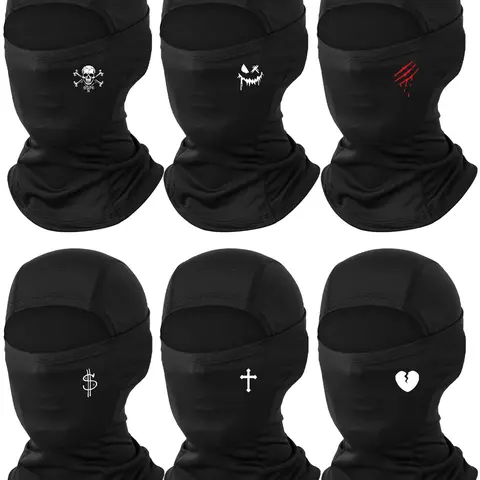 6-Pack Printed Multifunctional Balaclava Headgear, High Elasticity, Windproof, Warm, UV Protection, Ideal for Skiing, Motorbike, Hiking, Cycling, Fishing, Balaclava Headwear