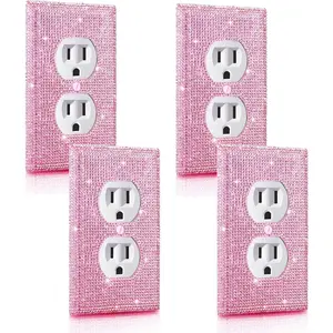 4 count Wall Plate Outlet Cover. Glitter Light  Covers, Shiny Rhinestones Preppy Room Decor for Bedroom Accessories  Decor,Standard Size 4.50" x 2.75"