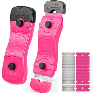 【DealsForYou】 THINKWORK Razor Blade Scraper - Pink Razor Scraper Gift for Women, 2-in-1 Scraper Tool Set with 20Pcs Razor Blades for Removing Window Labels, Decals, Stickers, Glass Stove Top (2 Pack)