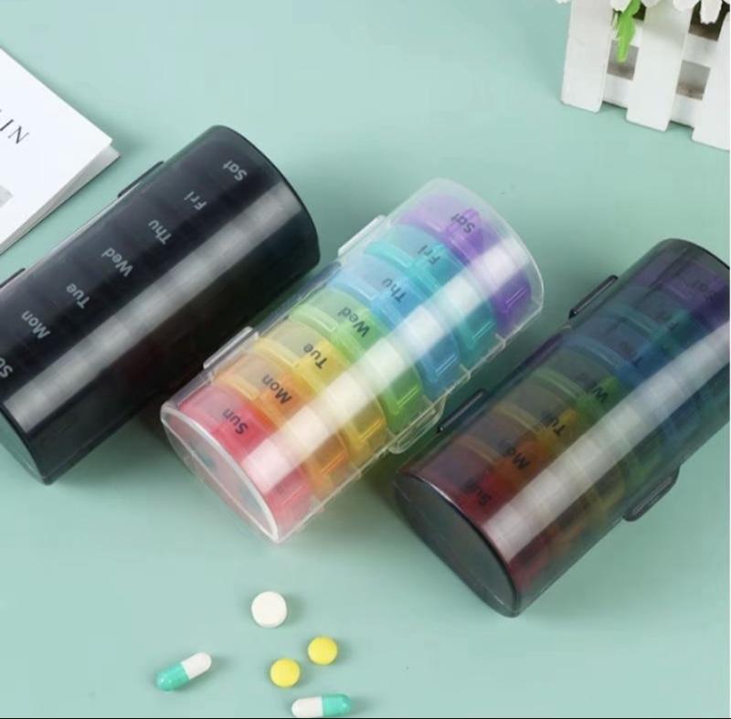 Weekly Pill Organizer, Medicine Organizer, Supplement Organizer, 7-day Large Capacity Pill & Vitamin Storage Box, Summer Essentials Portable Pill Box for Travel & Home Use, Organizer Storage