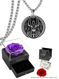 Anubis Necklace, Egyptian God Pendant, Ankh Cross Jewelry, Gothic Egyptian Necklace Protective Guardian Necklace for Men and Women