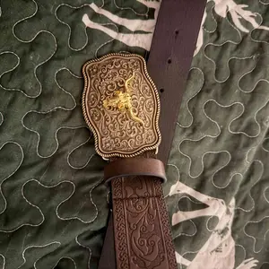 Western Cowboy Style Pu Buckle Belt, Vintage Floral Embossing Belt for Men & Women, Fashion Belt for Party, Trendy All-match & Exquisite Belt for Gift, Design Belt