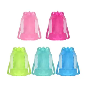 Large Capacity Mesh Beach Bag, 1 Piece Multifunctional Travel Backpack, Sundries Storage Bag, Beach Storage Bag for Outdoor Camping Hiking Picnic Adventure Backpack