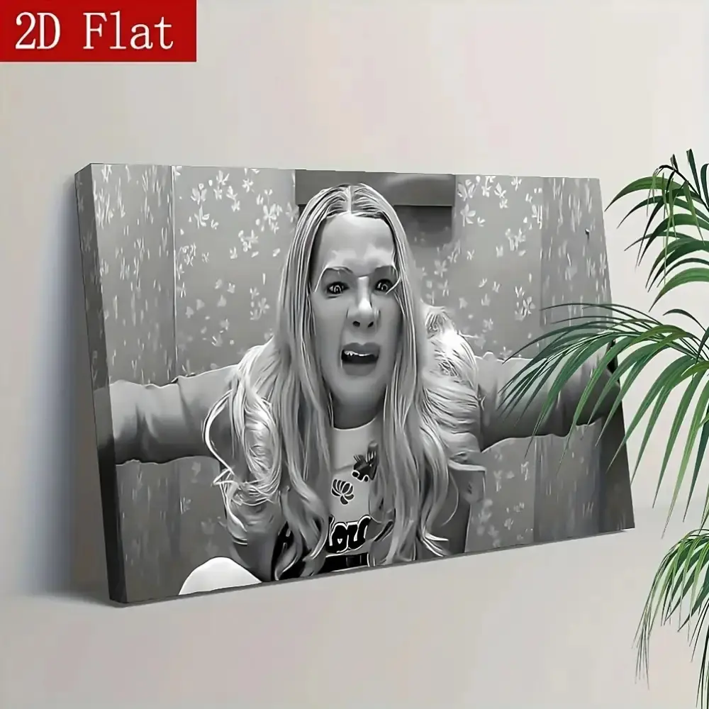 [2D Flat] BKFB Funny Framed Canvas Wall Art - White Chicks Movie Poster with Modern Twist, Black & White Comedy Film Decor, 12x18 Inch Wood Frame Canvas Print for Living Room, Dorm, Bathroom, Halloween & Wedding Decor, 2D Flat, Perfect for Room wall art