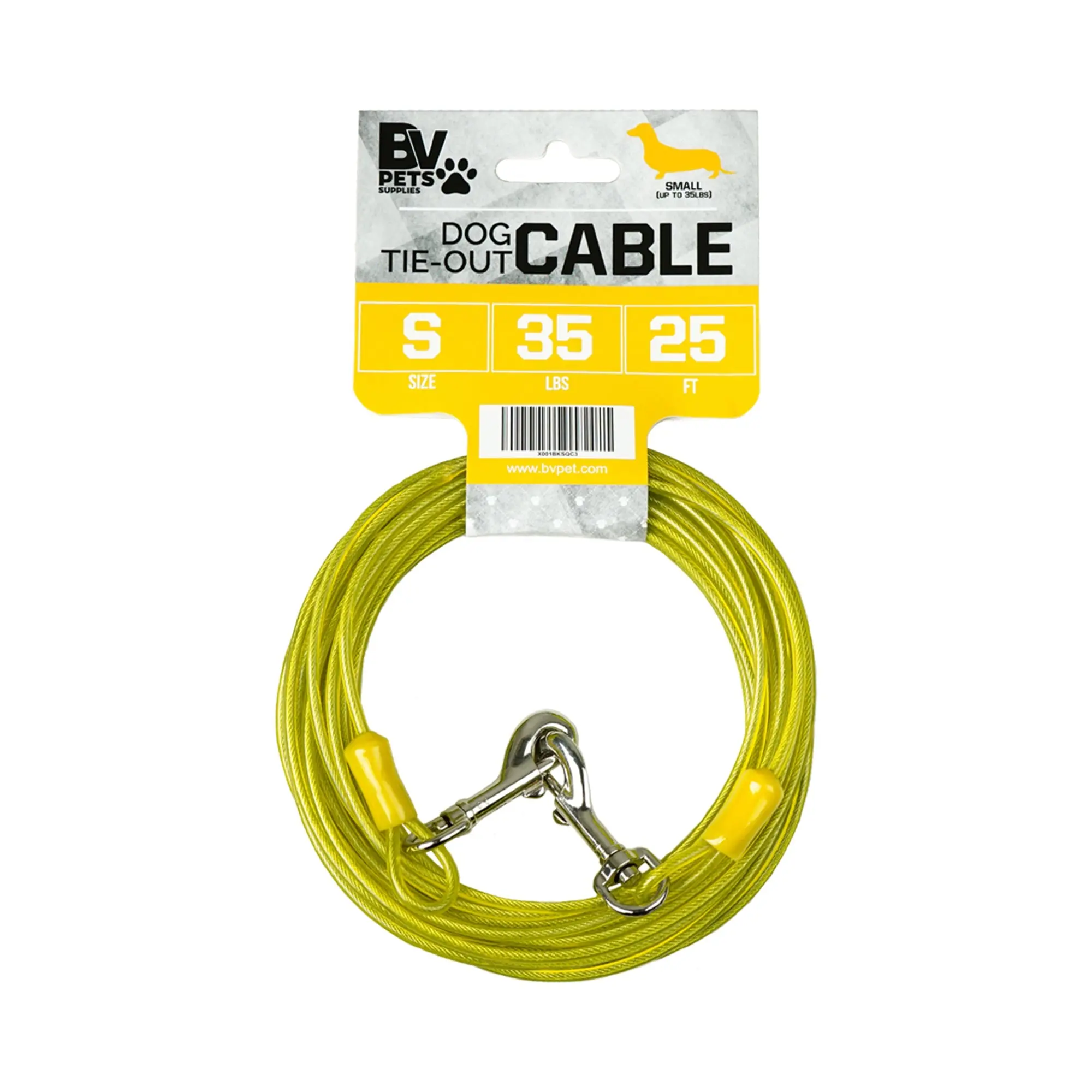 BV Pet Small Tie Out Cable - for Dogs up to 35Lbs - 25ft