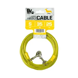 BV Pet Small Tie Out Cable - for Dogs up to 35Lbs - 25ft