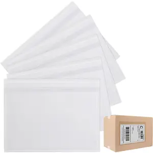 100 PCS 7.5'' x 5.5'' Packing List Envelopes Clear Packing Sleeves for Shipping Adhesive Label Pouches