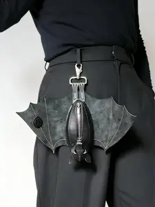 Leather Bat Shape Coin Purse Keychain, Stylish Leather Design, Durable & Functional Accessory, Perfect Gift Idea for Him Her, Multi Function Keychain