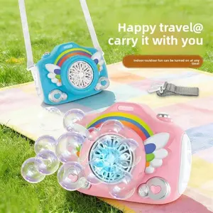 Children Electric Rainbow Camera Bubble Machine Music LED Light Automatic Bubble Blower Toy for Kids Outdoor Party Birthday Gift