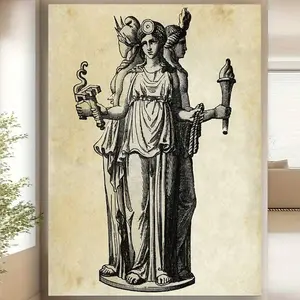 Framed  Greek Goddess Of Magic Poster -  Canvas Wall Art Print - Vintage Illustration Decor And Gift For Greek Mythology Fans
