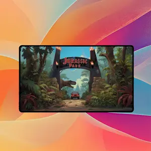 Jurassic Park TCG Playmat | Magic the Gathering Playmat | Dinosaur Theme Park Playmat with Zones Option