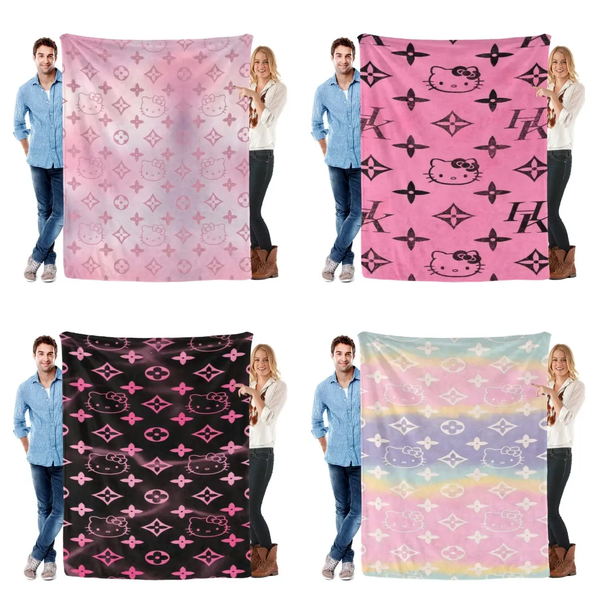 Official Sanrio Hello Kitty Blanket 4 Sizes Lightweight Air Conditioning Cooling Throw