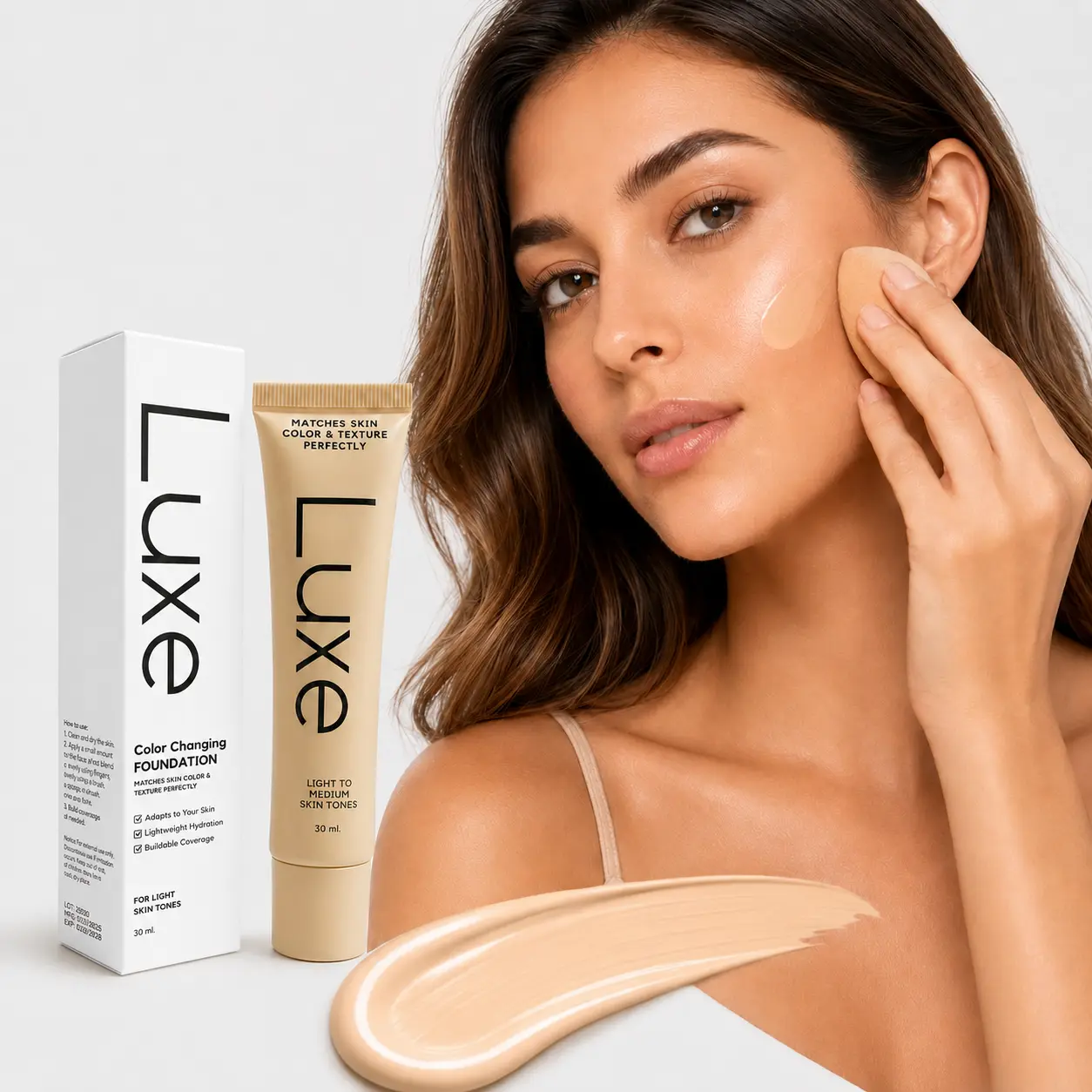 Color Changing Foundation, Skin Tone Matching Makeup for Women, Lightweight Buildable Coverage with Natural Dewy Finish, Smooth Everyday Face Makeup Base for Light to Medium Skin Tones