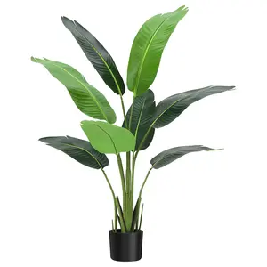 48/60/72inch Artificial Bird of Paradise Palm Tree with Adjustable Stems, Metal Reinforcement, UV-Resistant for Indoor/Outdoor, Office, Balcony