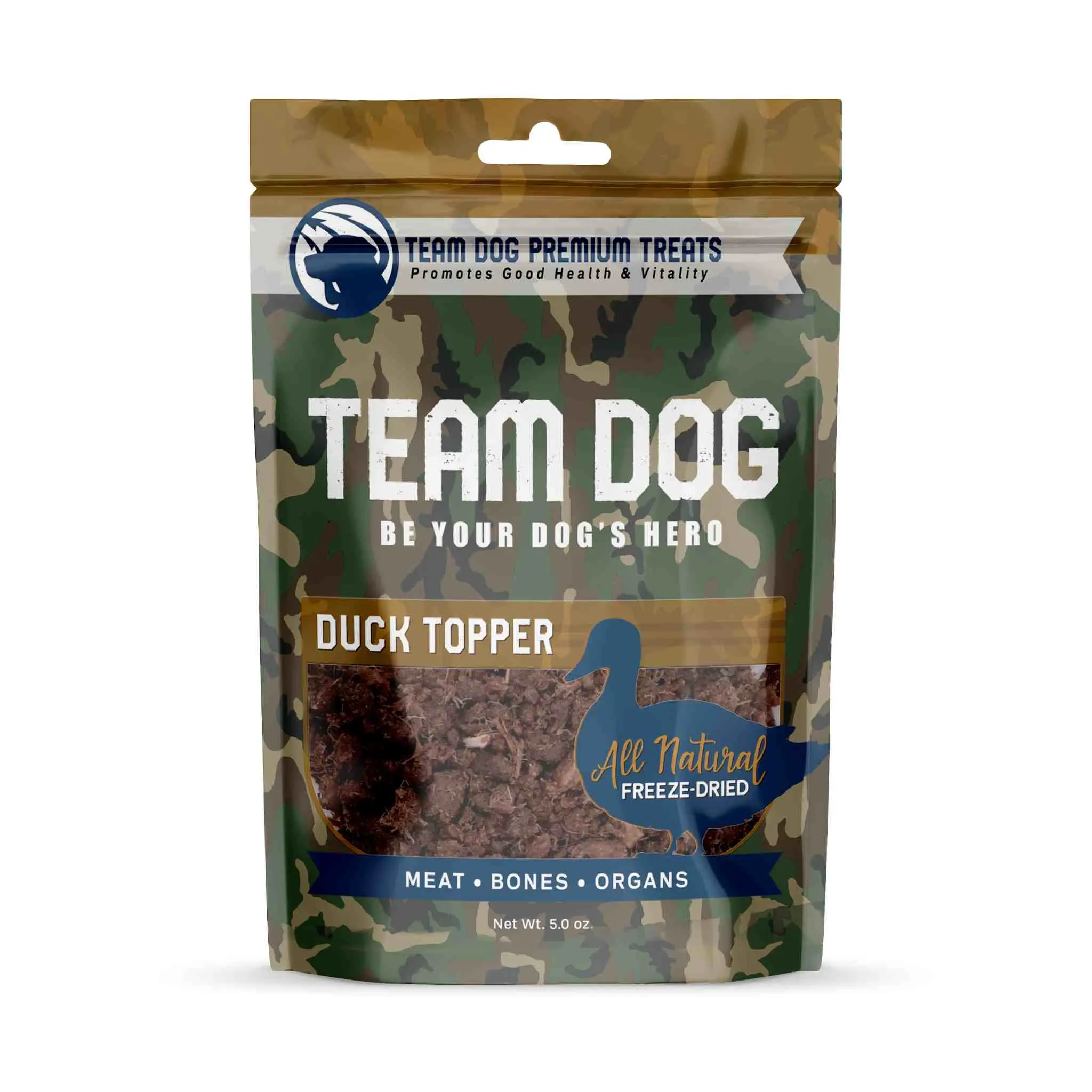 TEAM DOG Duck Topper Freeze-Dried Raw 5 oz - Premium Protein for Dogs, Grain-Free, Gluten-Free, USA Sourced, No Fillers, High in Nutrients