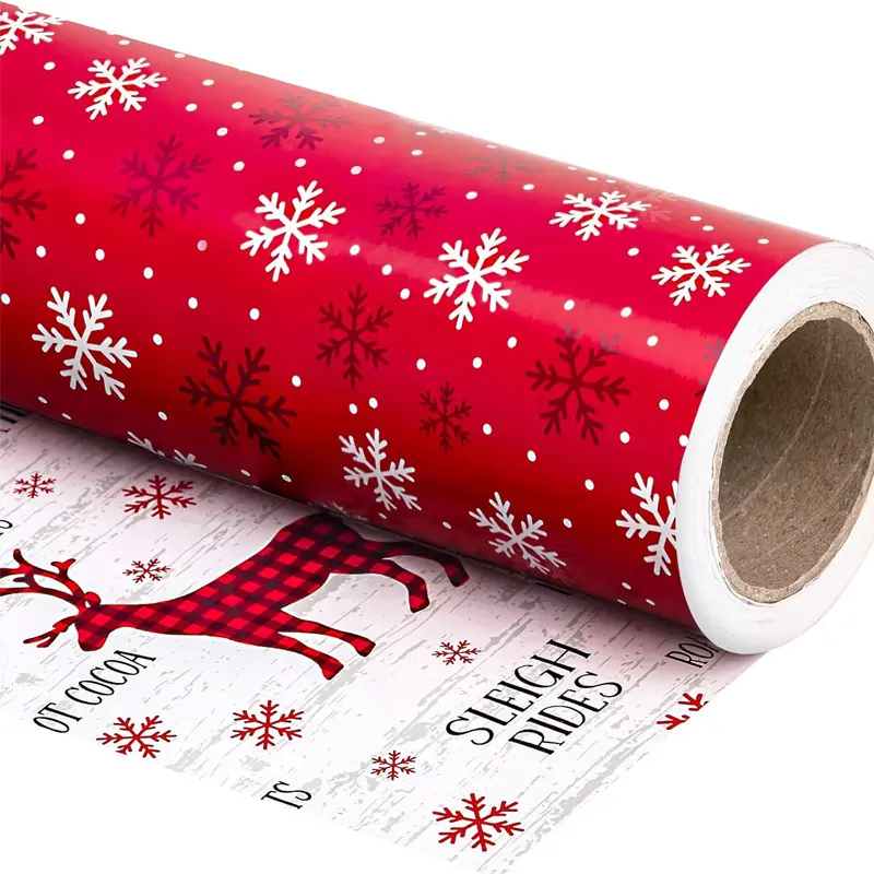 【Buy 2 Get 3 Free】WRAPAHOLIC Christmas Wrapping Paper Roll, Reversible Holiday Gift Wrap with Multiple Designs, Santa, Reindeer, Nutcracker, Animal & Festive Patterns for Christmas Gifts, Holiday Party & Celebrations