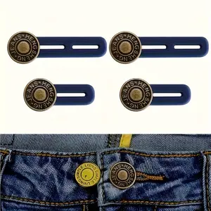 4Pcs adjustable denim button alloy extenders, elastic waistband extenders, minimalist style, flexible waist buttons, suitable for women's denim skirt accessories