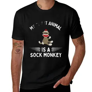 My Spirit Animal Is A Sock Monkey Mens T Shirts Cotton Short Sleeve T-Shirt Crew Neck Tees Casual Shirt