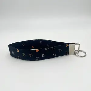 Black & Brown Hearts Keychain Wristlet, Key Fob Lanyard, Retro Keychain, Y2K, Handmade