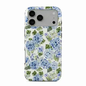 Blue Hydrangea Floral Phone Case, Coastal Grandmother Watercolor Cover, Nantucket iPhone Case, Preppy Tough Mother's Day Gift for Her