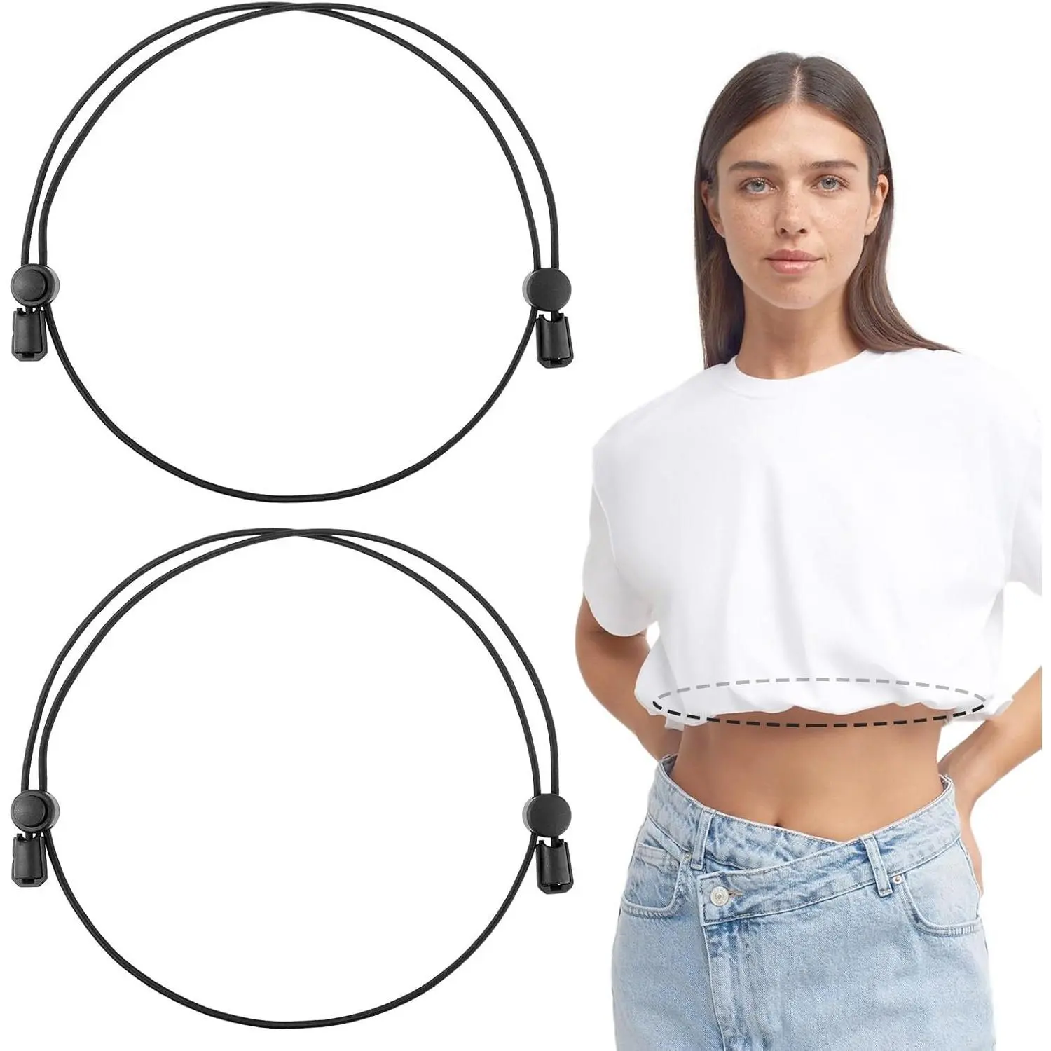 [Buy one Get one free]2Pcs Shirt Tuck Band Women, Adjustable Tool for Sweater and Shirts Belly Leaking Elastic Crop Bands to Change The Style of Your Tops Shirt Stays Belt for Women