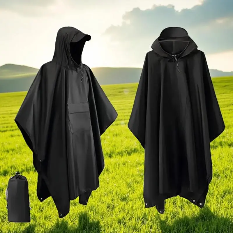 3-in-1 Military Raincoat - Waterproof Hooded Poncho for Motorcycle Camping Hiking Lightweight Packable Rainwear​