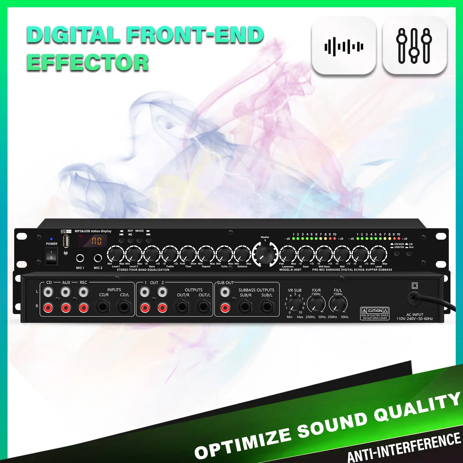 Professional Sound Peripheral Equipments Stereo Professional digital reverberation multi effect DSP processor audio processor