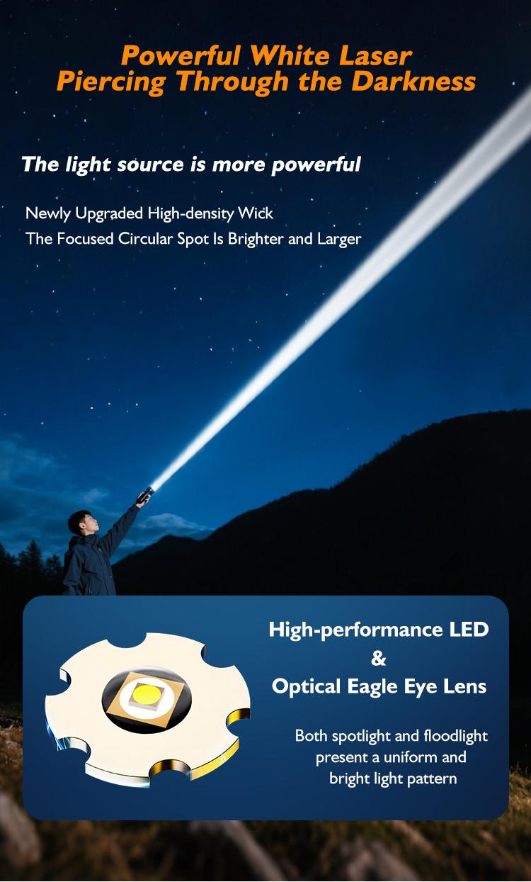 10000 Lumens 4000mAh LED Flashlight Super Bright, Ultra Bright Portable Camping Flashlight,Waterproof Flash Light for Camping,Night Outdoor Emergency Lighting