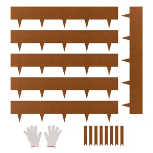 【DealsForYouDays】VEVOR Steel Landscape Edging, 6 Packs 40 x 8 in Weather-Resistant & Pre-Rust Metal Landscape Edging, Bendable Garden Edging Border, Shark Spike, Lawn Edging for Flower Bed Yard Pathway Divider