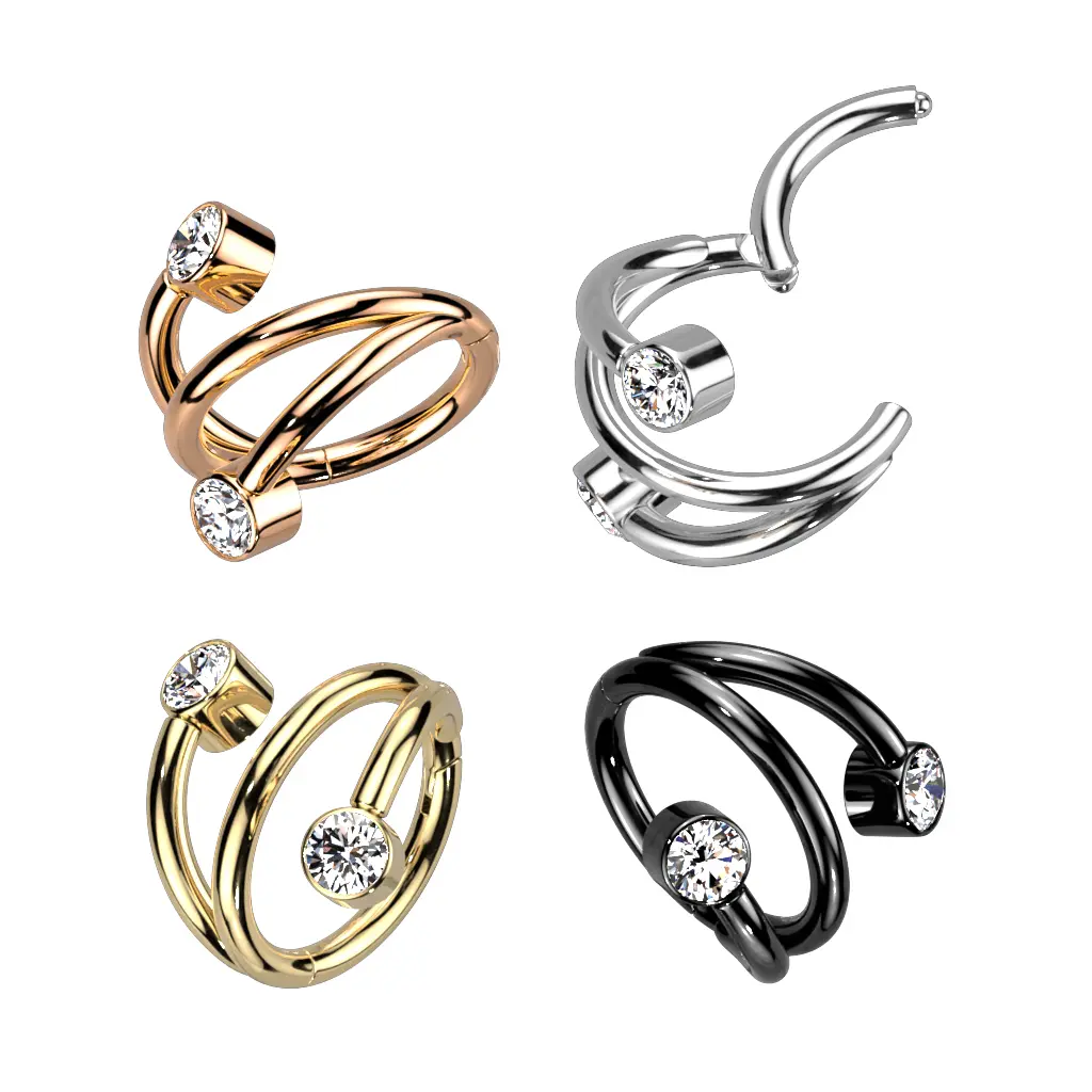 16G Double Hoop • Clicker Ring • Nose Ring • Septum Ring • Seamless Hoop • Titanium • Hinged • Helix • Cartilage Piercing • Daith • Earring